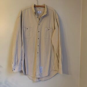 Tyndale FR Shirt Men’s Beige Flame Resistant Made USA Button Down Pockets XL